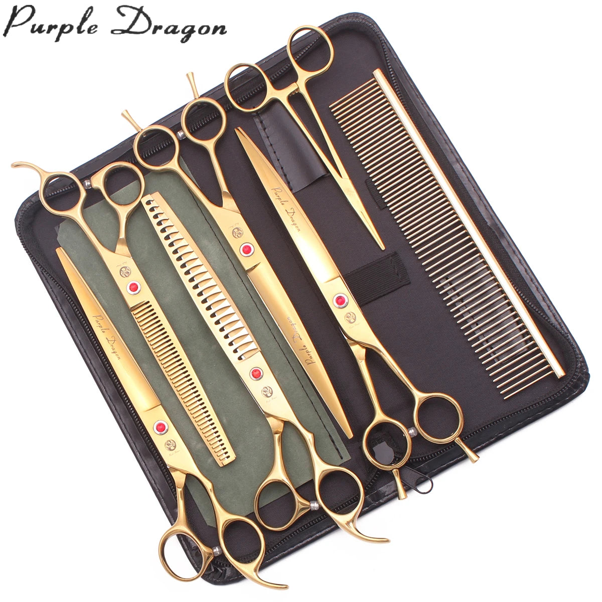 Dog Grooming Scissors Purple Dragon Stainless Gold Professional Dog Shears Scissors To Cut Dog Hair Pet Curved Shears Z3005A