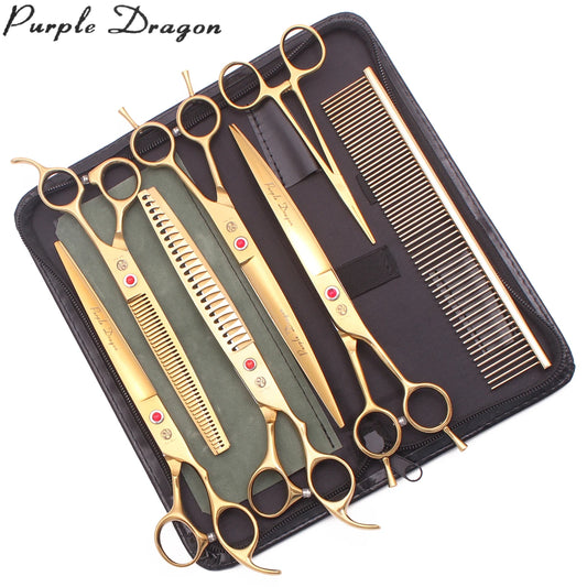 Dog Grooming Scissors Purple Dragon Stainless Gold Professional Dog Shears Scissors To Cut Dog Hair Pet Curved Shears Z3005A