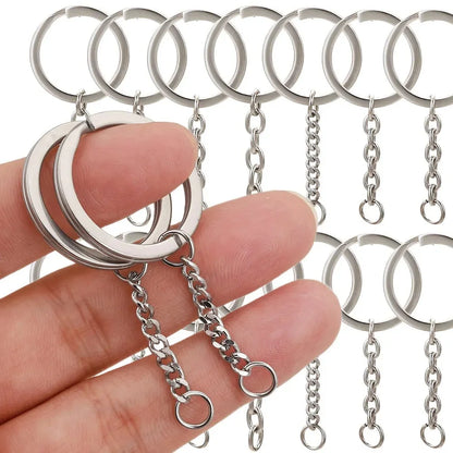 20/50pcs Silver Color Metal Blank Keyring Keychain Split Ring Keyfob Key Holder Rings DIY Findings Making Keychain Accessories ﻿