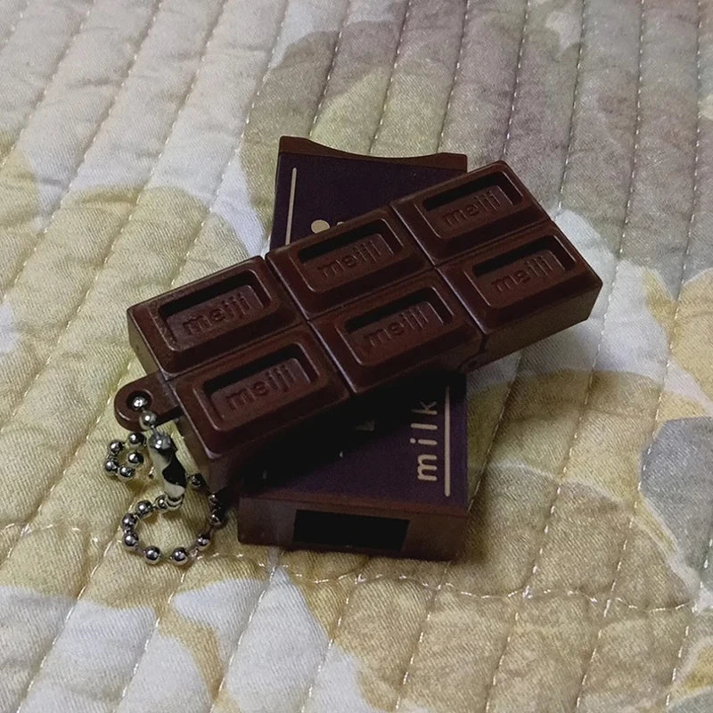 Hot Japanese Style Simulated Meiji Chocolate Fidget Toy Bendable Snap Stress Relief Keychain Pendant Creative Gift S