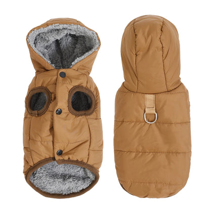 Warm Fleece Dog Coat Hoodie For Small Medium Dogs Winter Puppy Clothes Jacket With D-ring Thick Cozy Pug Dachshund Parka Costume