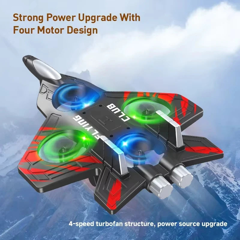 Remote Control Fighter Foam Glider Electric Stunt UAV Airplane Helicopter with LED Lights Aircraft Model RC Toy for Kids Boys
