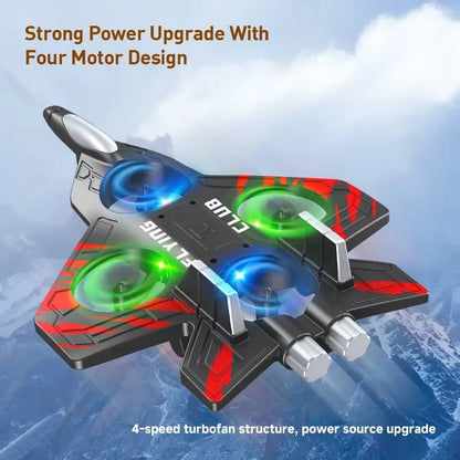 Remote Control Fighter Foam Glider Electric Stunt UAV Airplane Helicopter with LED Lights Aircraft Model RC Toy for Kids Boys