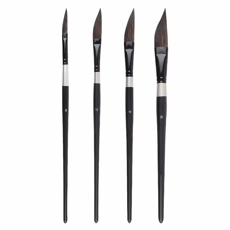 4pcs Pull Wire Paint Brush Set - Nylon Knife-Shaped Watercolor Pen for Gouache, Acrylic & Fine Detail Art