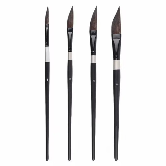 4pcs Pull Wire Paint Brush Set - Nylon Knife-Shaped Watercolor Pen for Gouache, Acrylic & Fine Detail Art