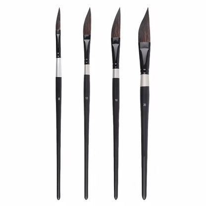 4pcs Pull Wire Paint Brush Set - Nylon Knife-Shaped Watercolor Pen for Gouache, Acrylic & Fine Detail Art