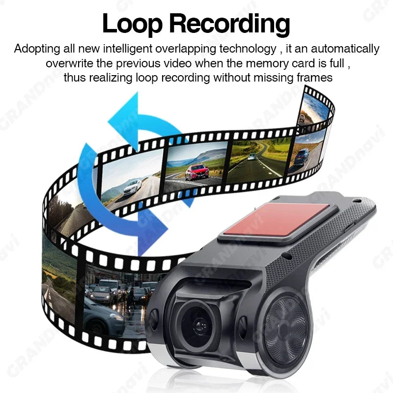 Grandnavi HD Car DVR Dash Cam ADAS Video 720P USB TF Card 16G/32G Auto Recorder for Android Multimedia Player DVD Voice Alarm