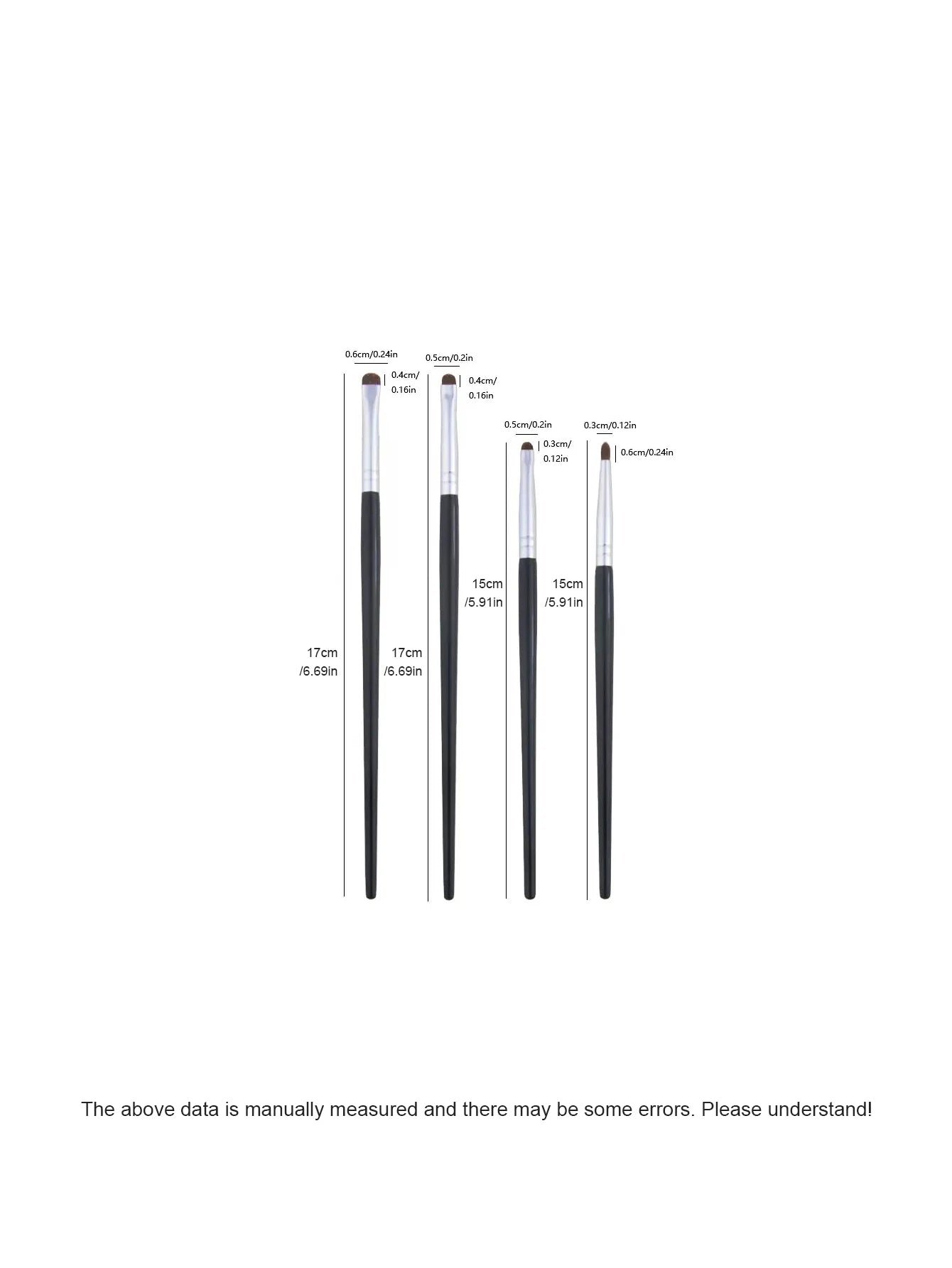 1 Set Of 4 Black Eye Detail Makeup Brushes Pony Hair Precision Eye Shadow Lying Silkworm Brightening Eyeliner Applicator Small