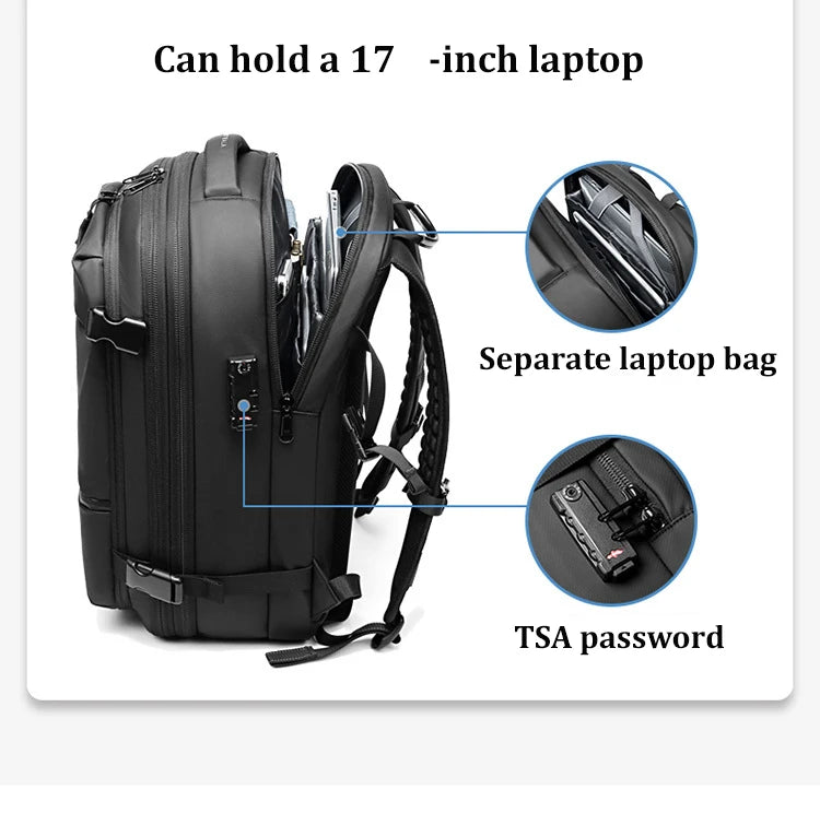 Travel Men 17 Inch Laptop Backpack Vacuum Compression Backpack Business Large Capacity School Backpack Expand Outdoor Backpack