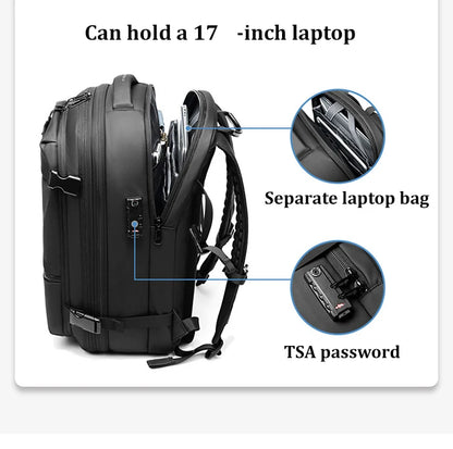 Travel Men 17 Inch Laptop Backpack Vacuum Compression Backpack Business Large Capacity School Backpack Expand Outdoor Backpack