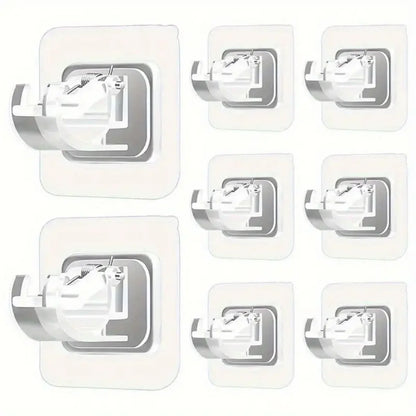 Self Adhesive Curtain Rod Holder, Adjustable Rod Bracket, Curtain Hook, No Drill and Nail Free Rod Hanger Wall Mount Hooks