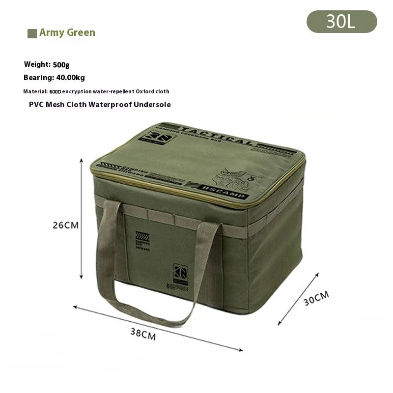 30-42L Tactical Camping Storage Bag Insulated Folding Box Waterproof Picnic Tableware Field Equipment Outdoor Gear Organizer