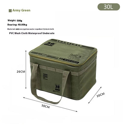 30-42L Tactical Camping Storage Bag Insulated Folding Box Waterproof Picnic Tableware Field Equipment Outdoor Gear Organizer