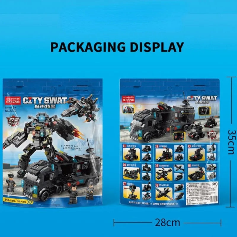 Compatible with Lego 585Pcs City Police Station SWAT Truck Car Building Blocks DIY Toys for Boys Kids Gifts