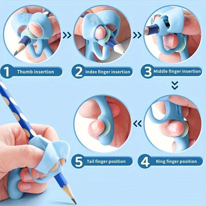 4pcs Grip Pen Corrector Set Writing Corrector Soft Rubber Writing Posture Grip Pen Handwriting Aid Correction Tool