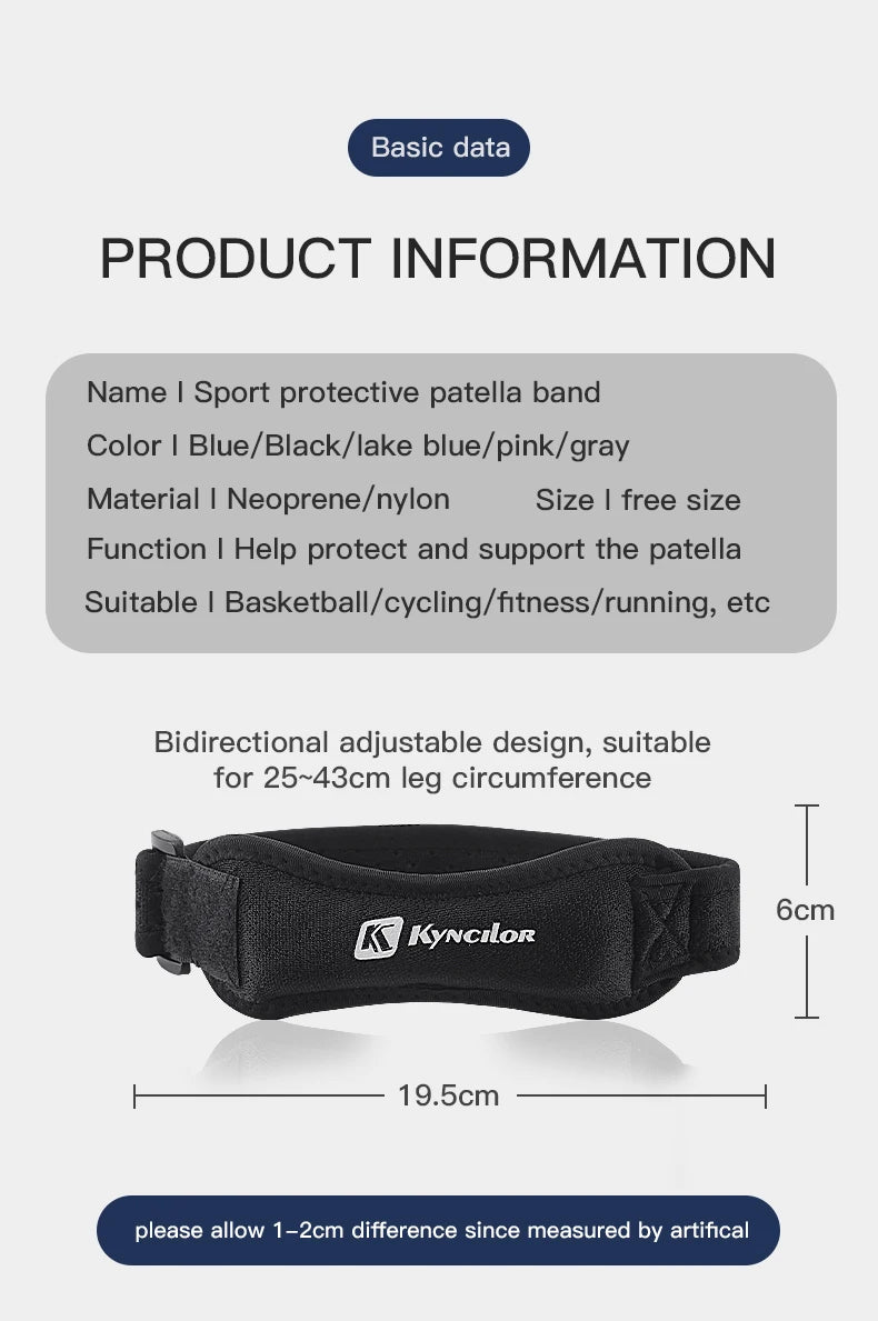 1PC Patella Kneecap Band Adjustable Silica Gel Knee Tendon Strap Protector Knee Pad Running Sports Cycling Gym Knee Support