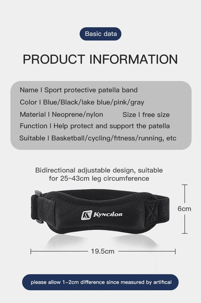 1PC Patella Kneecap Band Adjustable Silica Gel Knee Tendon Strap Protector Knee Pad Running Sports Cycling Gym Knee Support