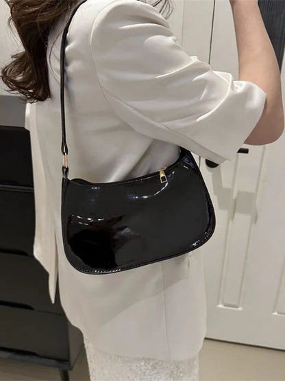 HOMEFIH PU Leather Handbag Solid Color Cherry Pendant Casual Shoulder Bag Versatile Fashion Commuting Bag for Girls Underarm Bag