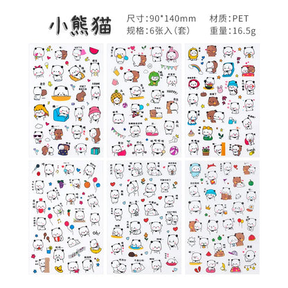 6Pieces/Set Transparent Pvc Waterproof Cartoon Sticker DIY Hand Account Decorative Stickers Kawaii Phone Cup Stickers