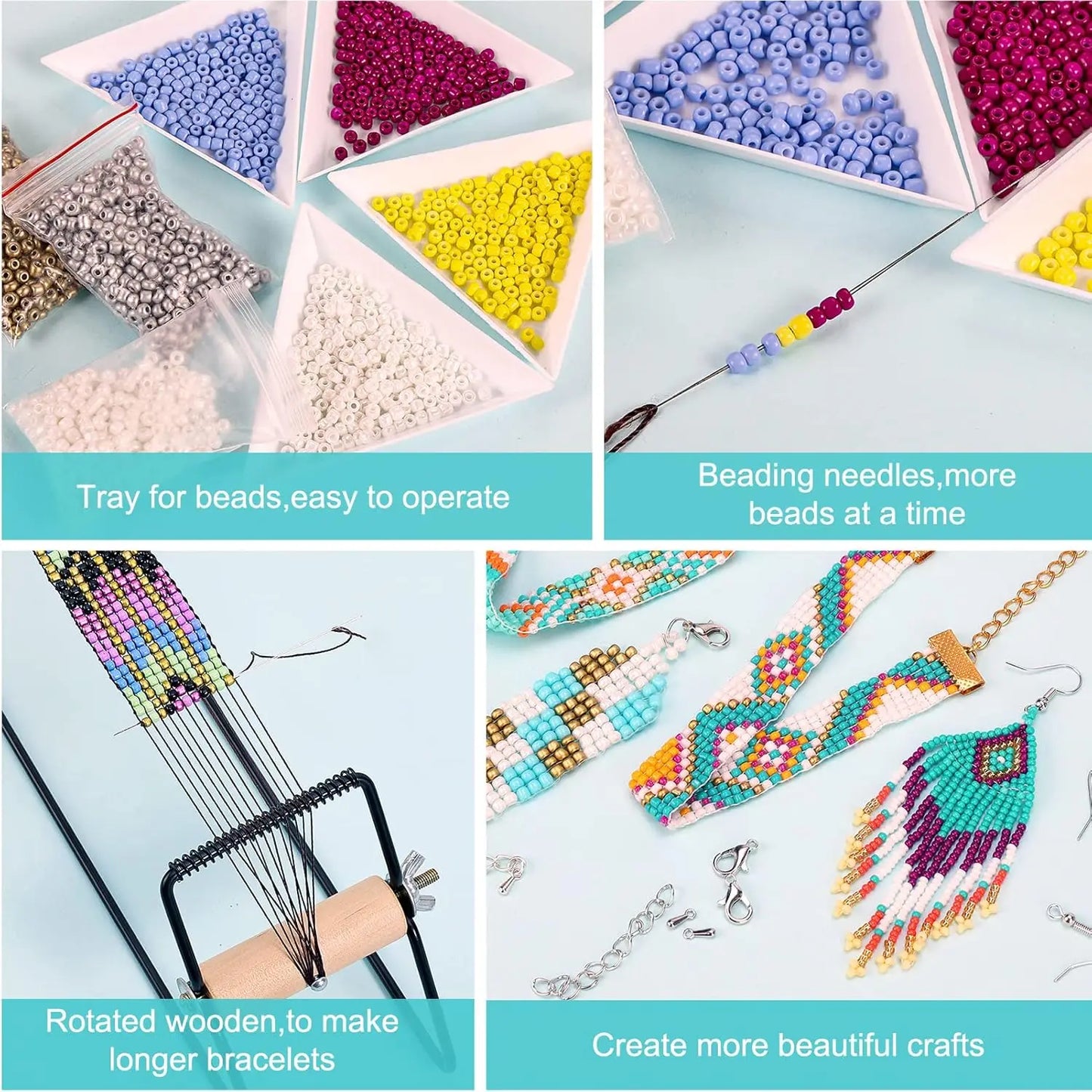 DIY Bead Loom Kit for Jewelry Bracelets Earrings Necklaces Making Handmade Beading Loom Kits Weaving Knitting Machine Craft Tool