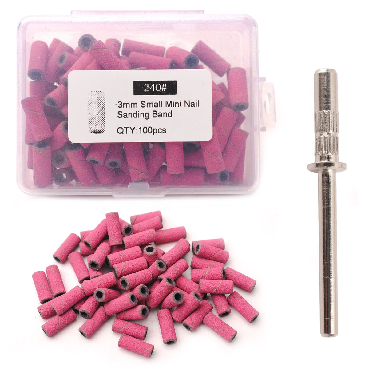 100pcs 3.1mm Mini Sanding Bands Kits Nail Drill Bits Mandrel Sets Electric Manicure Accessories Tool Dead Skin Remover
