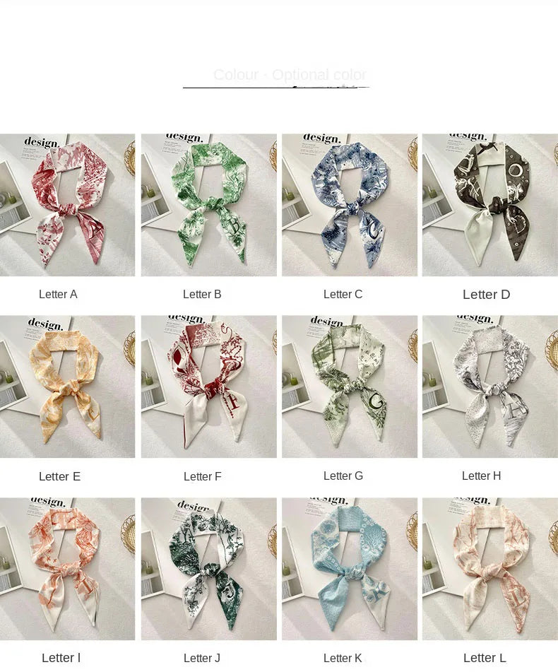 26 Letters Tarot Constellation Bag Scarf Twill Silk Scarves Women New Neckerchief Hair Headbands
