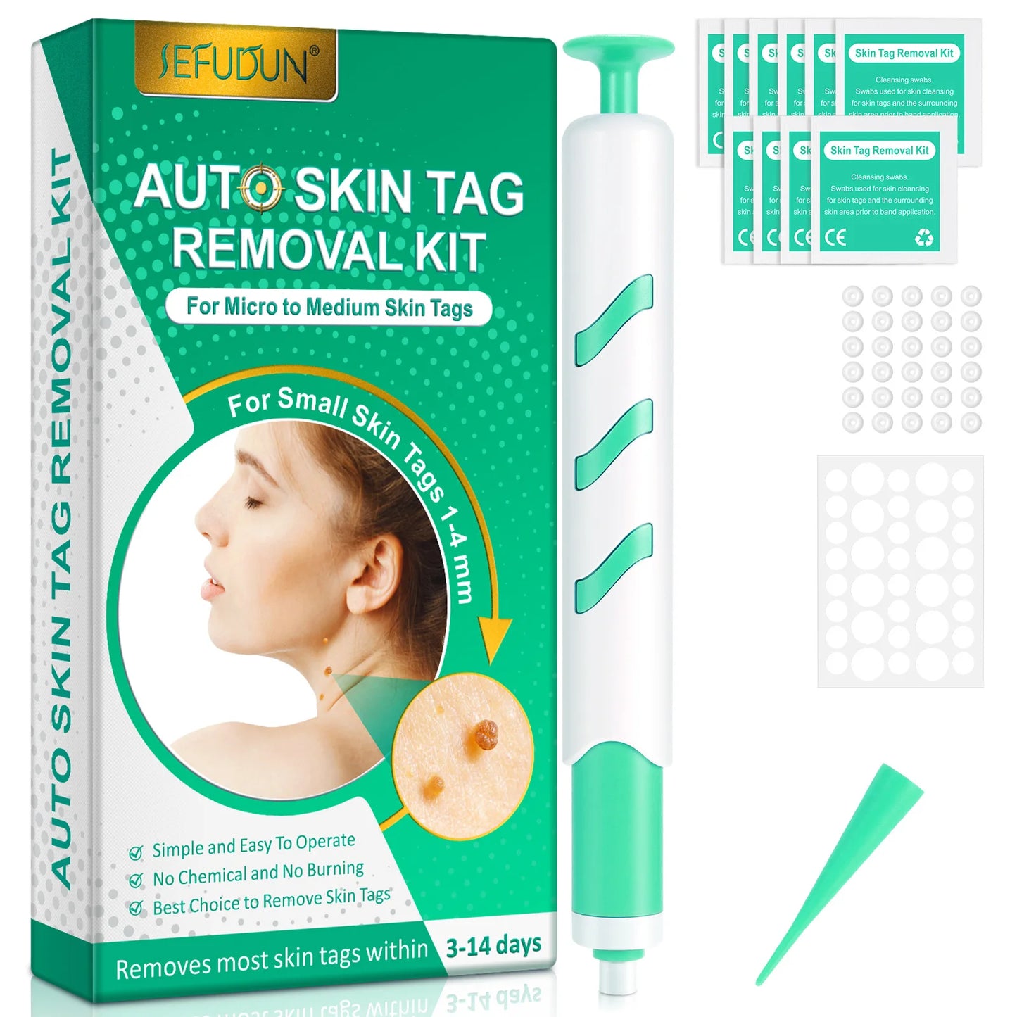 3 In1 Painless Auto Skin Tag Mole Wart Removal Kit Cleaning Tools Face Skin Care Body Wart Dot Treatments Remover Beauty Health