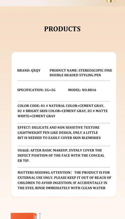 Three dimensional Fine Double Head Contour Pen to Lighten Tear Hole Natural Touch Nose Shadow Contour Holding Highlighter