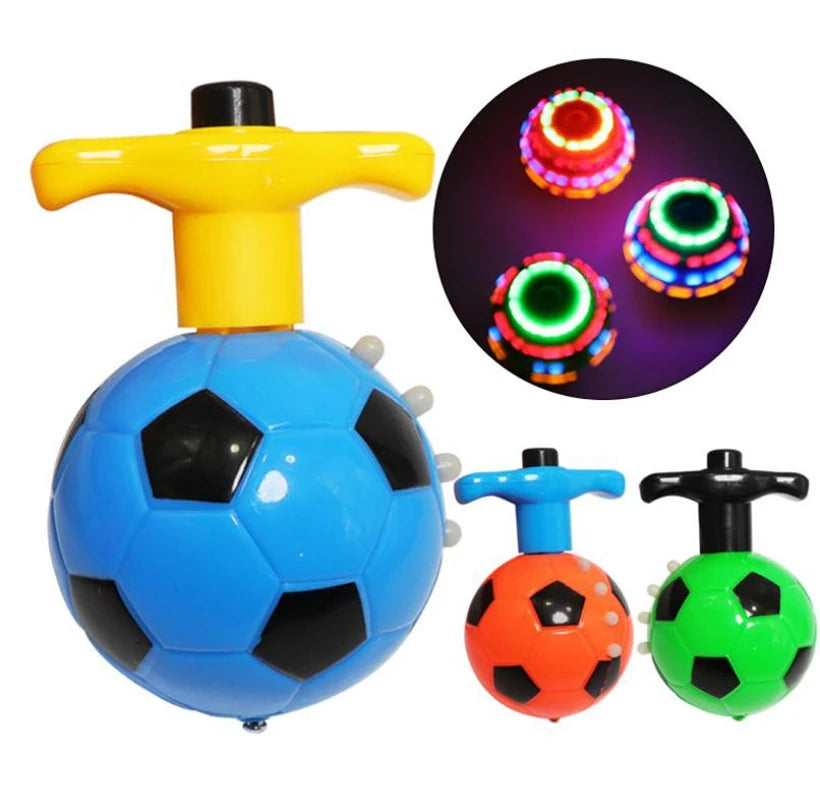1 Pc Cartoon Spinning Top Football Submarine PVC Model LED Flashing Light Music Launcher Night Glow Kid Gift Toy