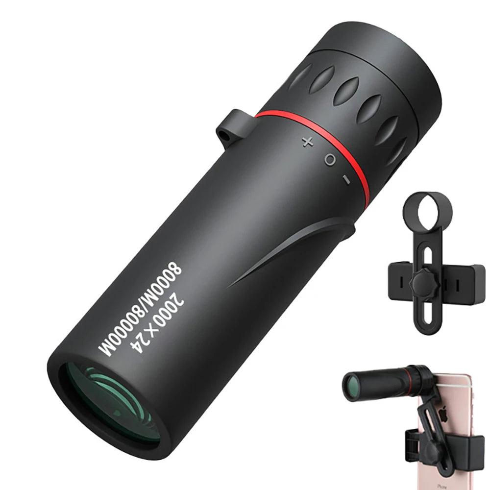 Monocular Telescope Upgrade 2000X24 HD Monoculars for Adults With Phone Adapter Pocket Monoscope Binoculars for Stargazing Gifts