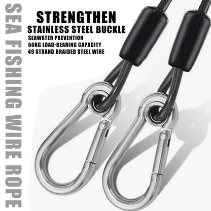 SAMOLLA Heavy-Duty Elastic Fishing Lanyard: Universal Stainless Steel Safety Rope, 1.5-3M Telescopic Secure Gear Tether