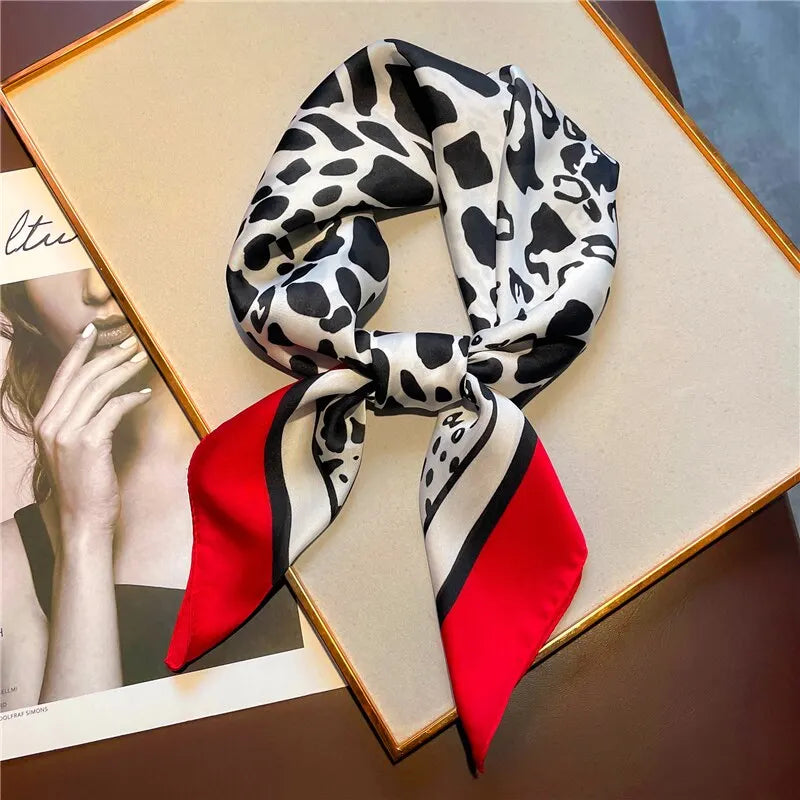 Luxury Print imitation Silk Square Scarf Women Spring Neck Tie Shawl Wraps Female Hair Hand Wrist Headkercheif Hijab Bandana