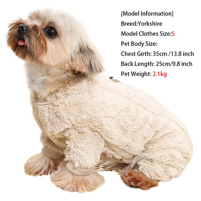 Soft Dog Clothes For Winter Warm Puppy Jumpsuit With D-ring Flannel Fleece Pets Sweater For Small Medium Dogs Yorkshire Pug Coat
