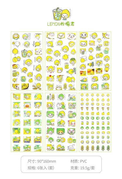 6Pcs/Lot Waterproof Cartoon Transparent Pvc Stickers DIY Hand Account Diary Decorative Stickers Kawaii Phone Cup Stickers
