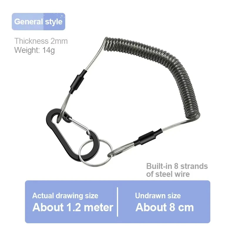 Durable Anti-Lost Lanyard 1/1.2/1.5/2.0m Telescopic Elastic Retention Rope Safety Spring Lanyard Rope Key Ring Chain Accessories