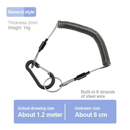 Durable Anti-Lost Lanyard 1/1.2/1.5/2.0m Telescopic Elastic Retention Rope Safety Spring Lanyard Rope Key Ring Chain Accessories