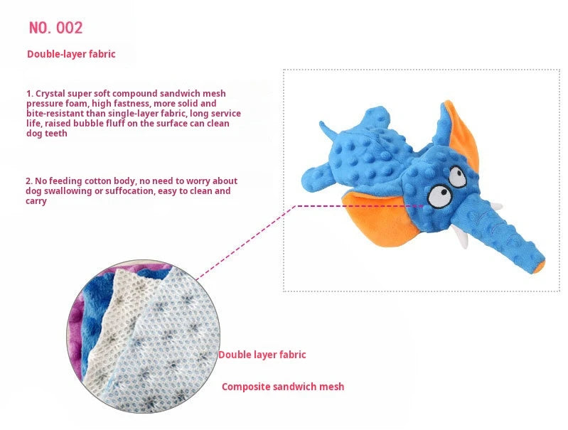 Small Plush Raw Dog Toys Squeak Elephant Shell Durable Toy Dogs Chew Interactive Indestructible Dog Sound Toy Puppy Pet Supplies