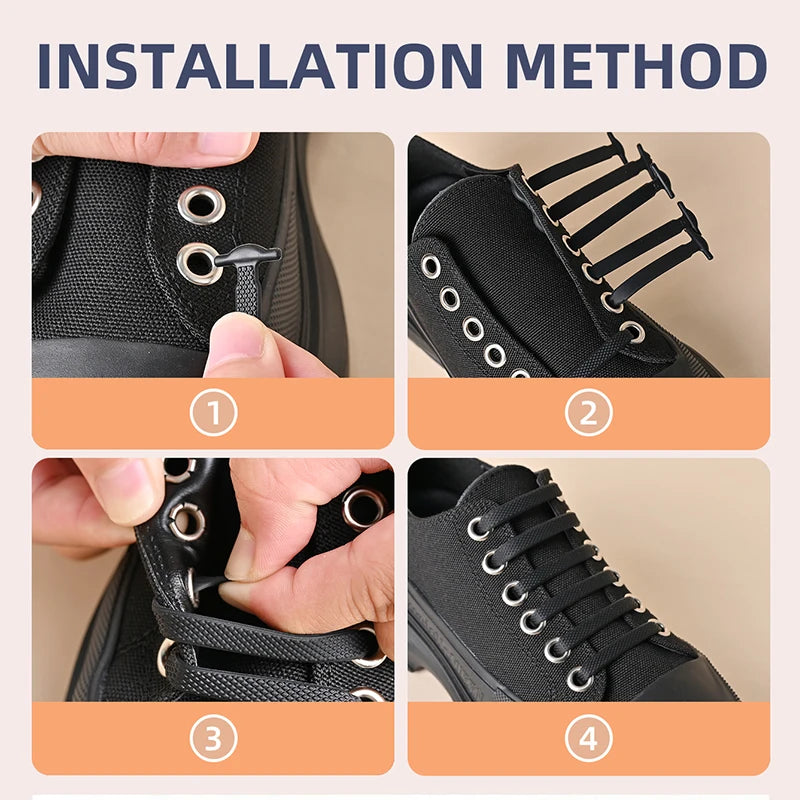 16pcs/lot Silicone Shoelaces No Tie Shoelaces 12 Colors Elastic Lace Shoelace Creative Lazy Silicone Laces Rubber Lace