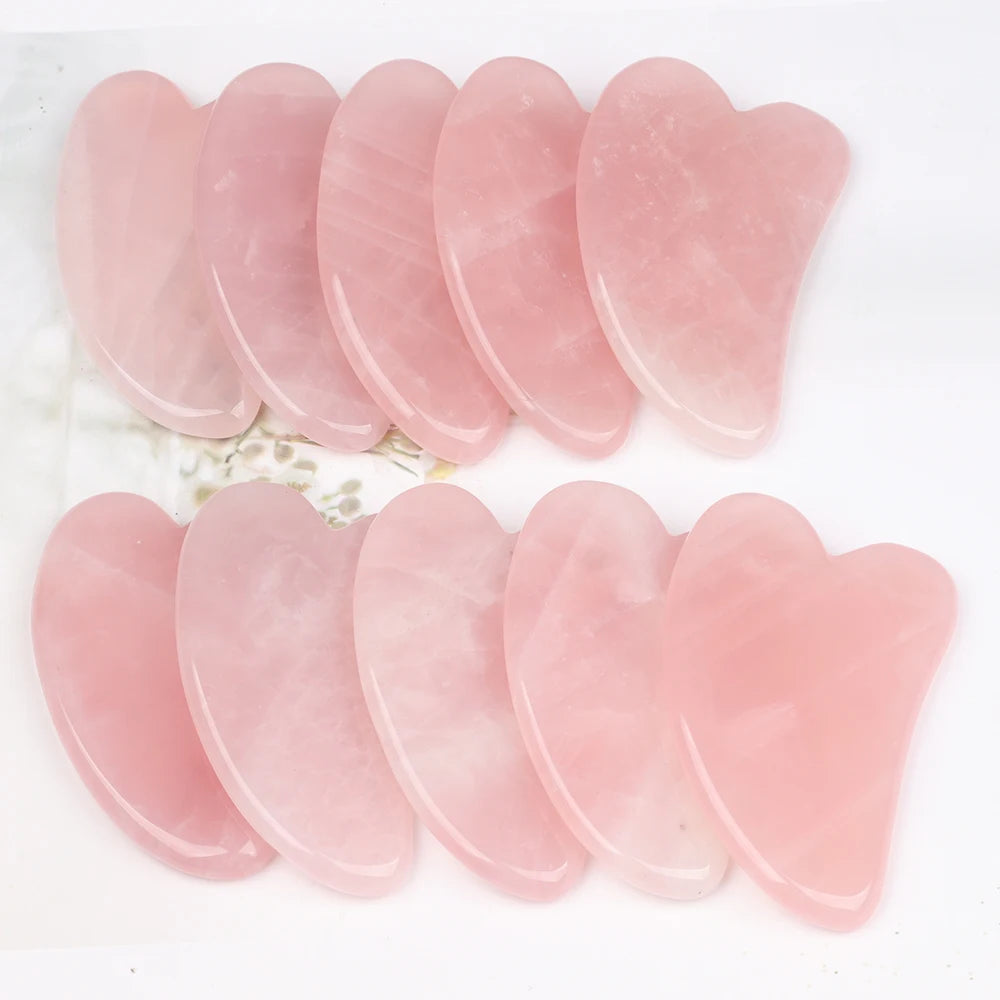 Natural Stone GuaSha Tool Jade Facial Beauty Rose Quartz Scraping Crystal Massager Firm Skin Face Gua Sha SPA
