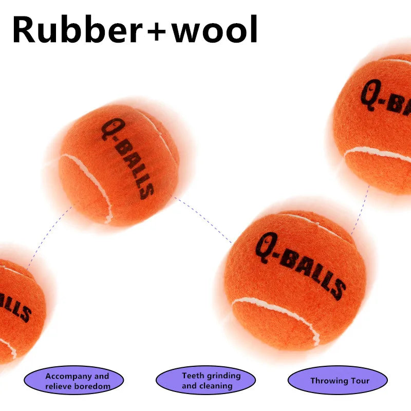 4Pcs/Set Dog Toy Q-MONSTER Thick Walled Natural Rubber Squeak Chew Balls for Dogs Tennis Interactive Bouncy Balls for Training