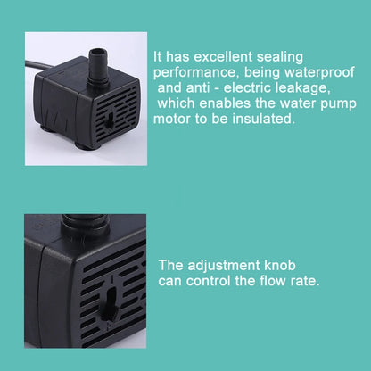 Ultra Quiet USB Aquarium Fish Tank Filtration Pump Mini Pet Fountain Submersible Adjustable Flow Water Circulation Pump 5V 5W