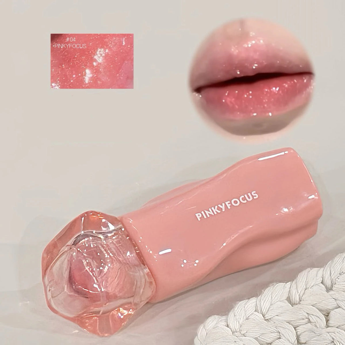 Pinkyfocus Glossy Mirror Lip Gloss Hydrating Juicy Nude Lip Tint Long Lasting Daily Natural Makeup for Spring Summer