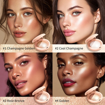 LongLasting Waterproof Face Highlighter Powder Instant Silky Skin Glow Baked Shimmer Illuminator Makeup Contouring Glitter