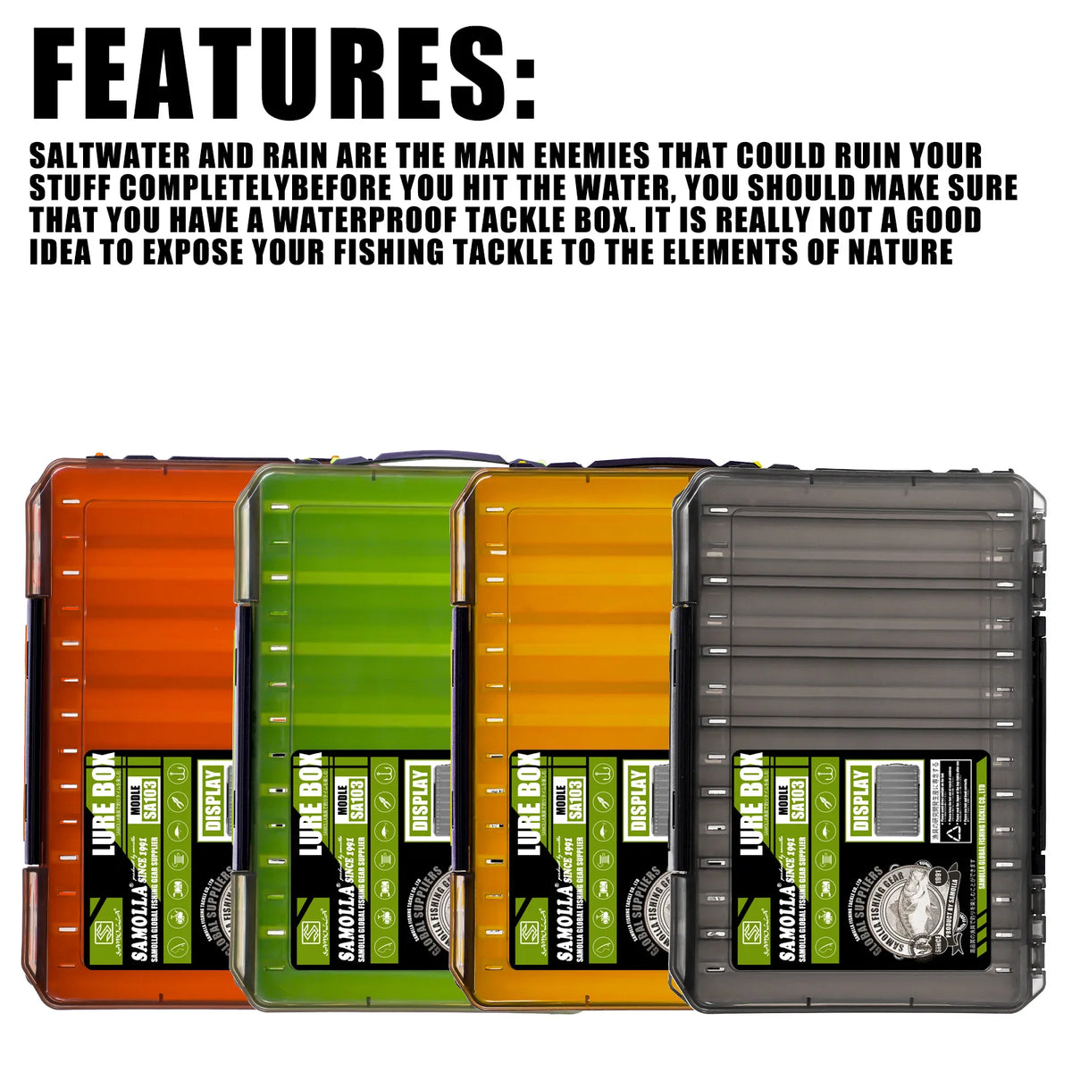 SAMOLLA Large Fishing Tackle Box Lure Storage Double Sided Lure Hook Boxes Baits Container Storage Case Fishing Accessories