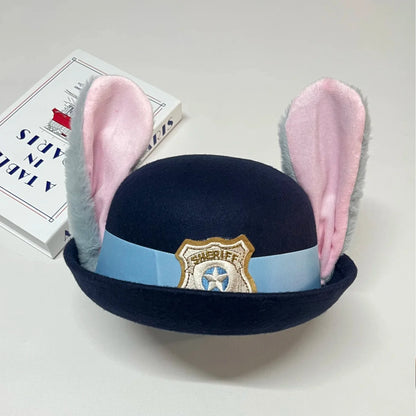 New Disney Zootopia 2 Judy Bendable Bunny Ear Sheriff Hat | Movie Cos Accessory | Xmas/Anime Rabbit Police Headwear