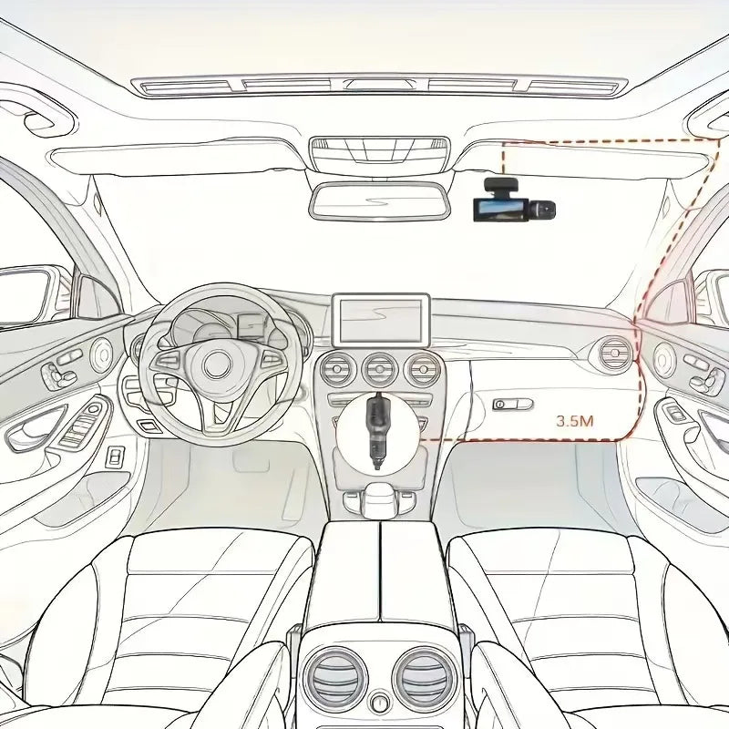 Dual Camera Car Dash Cam 1080P with IR Night Vision, Front and Rear Recording, Wide Angle & Loop Recording DVR