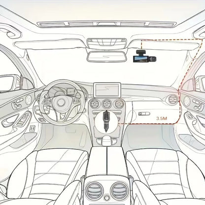 Dual Camera Car Dash Cam 1080P with IR Night Vision, Front and Rear Recording, Wide Angle & Loop Recording DVR
