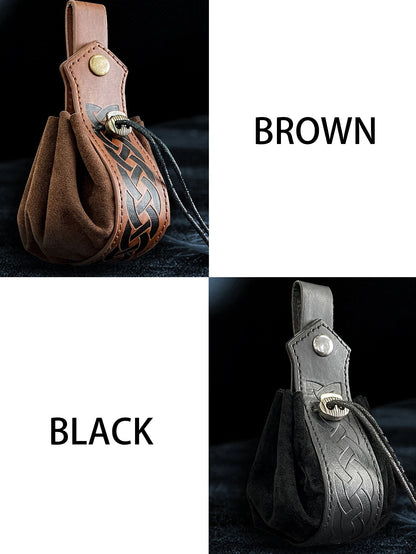 Vintage Waist Bag Belt Pouch Men's Pu Leather Punk Viking Medieval Coin Purse Viking Style Medieval Vintage Portable Coin Purse