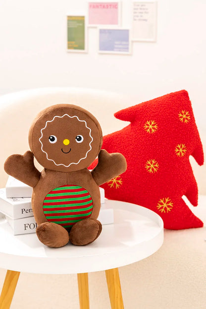 Adorable Ginger Bread Plush Toy Stuffed Caramel Chocolate Gingerbread Man Cushion Christmas Tree House Bow Ring Decor Xmas Deer