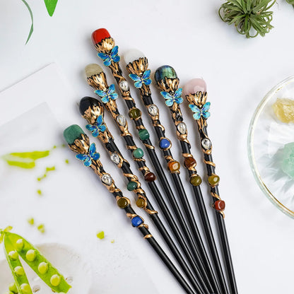 1PC Amethyst Rolling Stone Magic Scepter Natural Stones Fairy Lucky Tumble Stone Gem Scepter Decorative Fairy Magic Stick